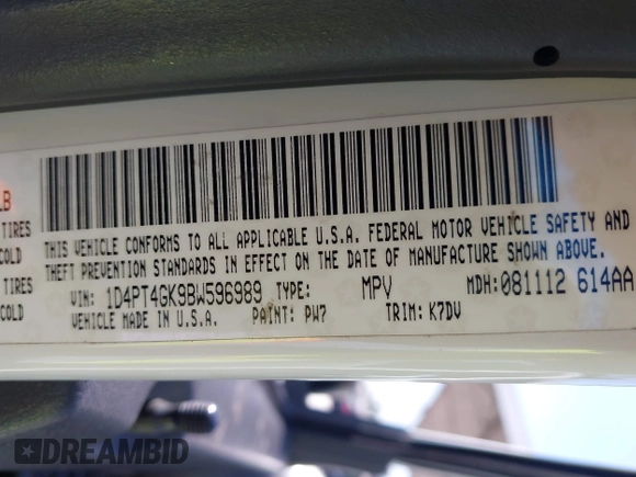 2011 Dodge Nitro Heat with VIN 1D4PT4GK9BW596989, listed as a IAAI auction lot 42397427 with 158,609 mi miles and . Bid and sale history available at DreamBid. Image 9.