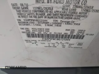 2011 Ford Taurus Limited with VIN 1FAHP2FW1BG121044, listed as a IAAI auction lot 41864054 with 217,929 mi miles and . Bid and sale history available at carsss.com. Image 9.