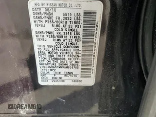 2010 Infiniti FX with VIN JN8AS1MW9AM856785, listed as a Copart auction lot 63583555 with 241,400 mi miles and Salvage title. Bid and sale history available at DreamBid. Image 13.