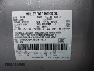 2020 Ford Explorer XLT with VIN 1FMSK7DHXLGB18222, listed as a IAAI auction lot 41541109 with 100,649 mi miles. Bid and sale history available at carsss.com. Image 9.