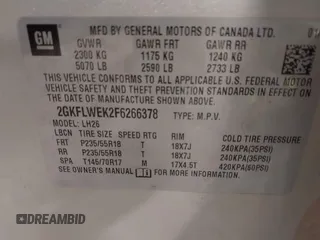 2015 GMC Terrain SLE with VIN 2GKFLWEK2F6266378, listed as a IAAI auction lot 41502765 with 104,441 mi miles and . Bid and sale history available at carsss.com. Image 9.