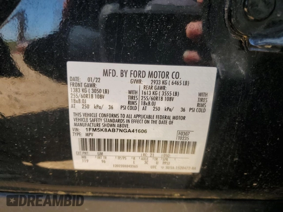 2022 Ford Police Interceptor Utility z VIN 1FM5K8AB7NGA41606, wystawiony jako Copart lot #53535885 z przebiegiem 73 281 mil mil oraz Szkody całkowita. Historia ofert i sprzedaży dostępna na DreamBid. Obrazek 13.