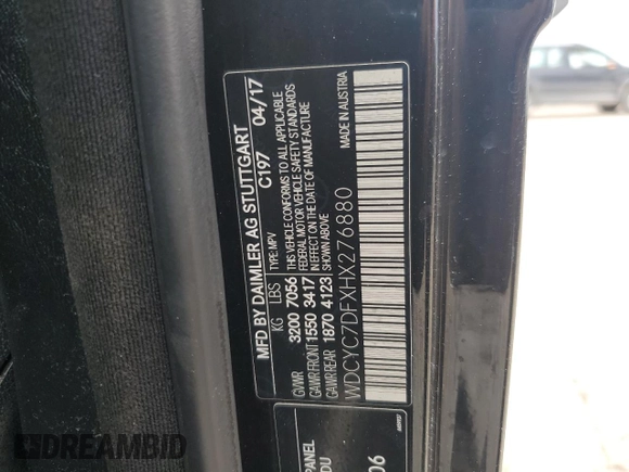 2017 Mercedes-Benz G-Class AMG G 63 with VIN WDCYC7DFXHX276880, listed as a Copart auction lot 74873394 with 91,955 mi miles and Salvage Title. Bid and sale history available at carsss.com. Image 14.