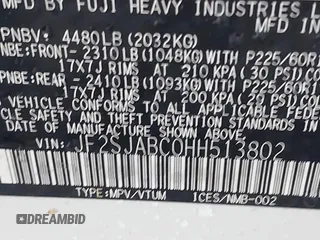 2017 Subaru Forester z VIN JF2SJABC0HH513802, wystawiony jako IAAI lot #42299726 z przebiegiem 168 715 mil mil oraz . Historia ofert i sprzedaży dostępna na DreamBid. Obrazek 9.