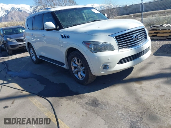 2014 Infiniti QX80 z VIN JN8AZ2NE8E9064773, wystawiony jako IAAI lot #41902629 z przebiegiem 142 331 mil mil oraz . Historia ofert i sprzedaży dostępna na DreamBid. Obrazek 1.