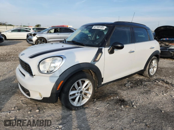 2012 MINI Countryman S z VIN WMWZC3C52CWL81324, wystawiony jako Copart lot #62769105 z przebiegiem 156 902 mil mil oraz Czysty tytuł • Clean title. Historia ofert i sprzedaży dostępna na DreamBid. Obrazek 1.