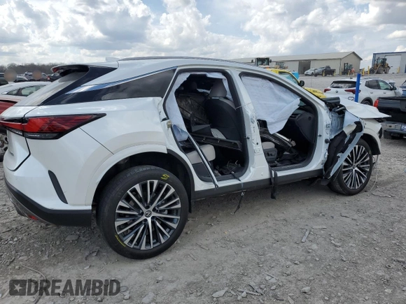 2023 Lexus RX with VIN JTJCHMAA5P2001581, listed as a Copart auction lot 49110555 with 0 mi miles and Salvage Title. Bid and sale history available at carsss.com. Image 3.
