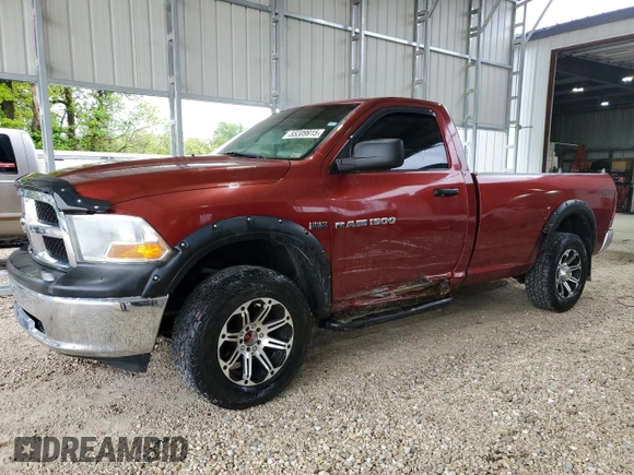 2012 Ram 1500 Tradesman with VIN 3C6JD7DT1CG194664, listed as a Copart auction lot 55209915 with 158,592 mi miles and Salvage title. Bid and sale history available at DreamBid. Image 1.