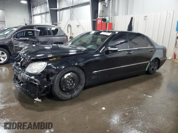 2005 Mercedes-Benz S-Class 4.3L with VIN WDBNG83J95A459421, listed as a Copart auction lot 77153264 with 168,360 mi miles and Salvage Title. Bid and sale history available at carsss.com. Image 1.