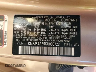 2019 Hyundai NEXO Limited z VIN KM8J84A65KU000722, wystawiony jako Copart lot #53164705 z przebiegiem 12 857 mil mil oraz Tytuł czysty. Historia ofert i sprzedaży dostępna na DreamBid. Obrazek 13.