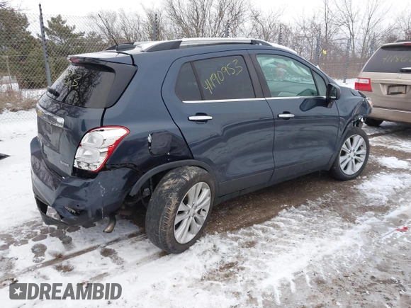 2018 Chevrolet Trax Premier with VIN 3GNCJRSB2JL267942, listed as a IAAI auction lot 41190953 with 39,918 mi miles. Bid and sale history available at carsss.com. Image 4.
