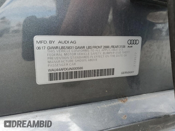 2018 Audi A8 z VIN WAU44AFD0JN000586, wystawiony jako Copart lot #73373174 z przebiegiem 45 183 mil mil oraz Szkoda całkowita • Salvage title. Historia ofert i sprzedaży dostępna na DreamBid. Obrazek 12.