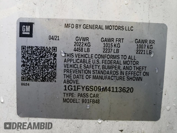 2021 Chevrolet Bolt EV LT with VIN 1G1FY6S09M4113620, listed as a Copart auction lot 39714673 with 12,395 mi miles. Bid and sale history available at carsss.com. Image 12.