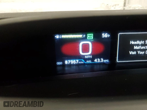 2021 Toyota Prius LE with VIN JTDKAMFP2M3188655, listed as a Copart auction lot 44873745 with 87,967 mi miles and Salvage Title. Bid and sale history available at DreamBid. Image 9.