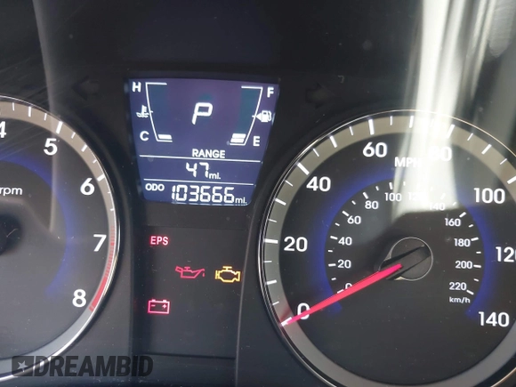 2013 Hyundai Accent GLS with VIN KMHCT4AE2DU277183, listed as a IAAI auction lot 42115698 with 103,666 mi miles. Bid and sale history available at carsss.com. Image 7.