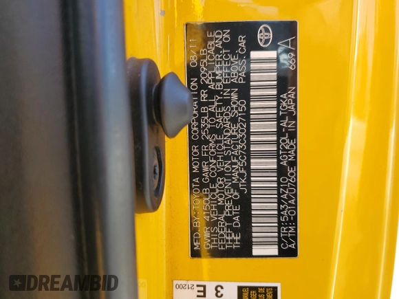 2012 Scion tC z VIN JTKJF5C73C3027150, wystawiony jako Copart lot #56421045 z przebiegiem 204 247 mil mil oraz Szkoda całkowita • Salvage title. Historia ofert i sprzedaży dostępna na DreamBid. Obrazek 13.