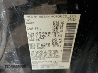 2015 Nissan Titan Pro-4X with VIN 1N6BA0EC9FN507495, listed as a Copart auction lot 49336715 with 95,749 mi miles and Clean title. Bid and sale history available at DreamBid. Image 12.