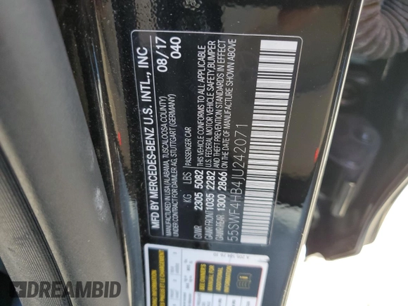 2018 Mercedes-Benz C 350e с VIN 55SWF4HB4JU242071, выставлен на аукционе Copart как лот 75725024 с пробегом 77 681 миль миль и Списание • Salvage title. История ставок и продаж доступна на DreamBid. Изображение 14.