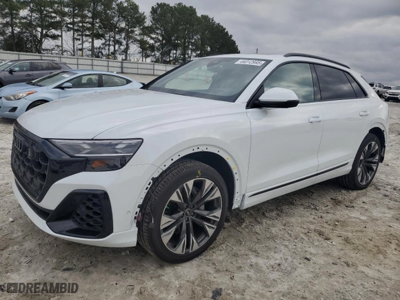 2025 Audi Q8 Prestige with VIN WA1FVBF10SD005034, listed as a Copart auction lot 44012995 with 224 mi miles and Salvage Title. Bid and sale history available at carsss.com. Image 1.