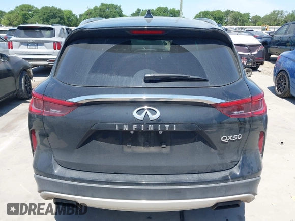 2019 Infiniti QX50 Luxe with VIN 3PCAJ5M13KF130893, listed as a IAAI auction lot 42023240 with 58,612 mi miles and . Bid and sale history available at DreamBid. Image 17.