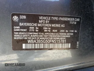 2015 BMW 3 Series 328i xDrive with VIN WBA3B5G50FNS15781, listed as a Copart auction lot 53875595 with 77,286 mi miles and Salvage Title. Bid and sale history available at carsss.com. Image 12.
