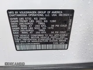 2024 Volkswagen Atlas SE z VIN 1V2JR2CA3RC508659, wystawiony jako IAAI lot #41430628 z przebiegiem 23 139 mil mil oraz . Historia ofert i sprzedaży dostępna na DreamBid. Obrazek 9.