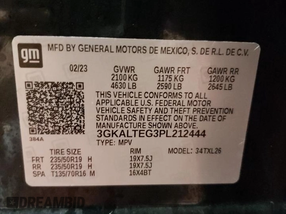 2023 GMC Terrain SLE with VIN 3GKALTEG3PL212444, listed as a Copart auction lot 46605695 with 24,413 mi miles and Salvage Title. Bid and sale history available at carsss.com. Image 13.