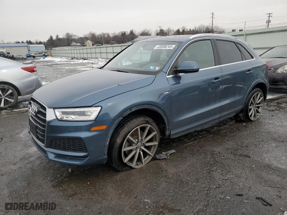 2018 Audi Q3 Premium Plus with VIN WA1JCCFSXJR027607, listed as a Copart auction lot 43586245 with 67,907 mi miles and Salvage Title. Bid and sale history available at carsss.com. Image 1.