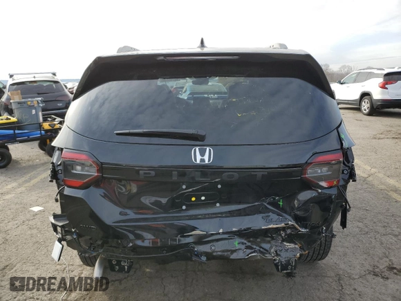 2025 Honda Pilot Black Edition with VIN 5FNYG1H98SB016703, listed as a Copart auction lot 82766044 with 16,758 mi miles and Salvage Title. Bid and sale history available at carsss.com. Image 6.