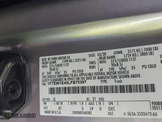 2020 Ford F-150 XL with VIN 1FTEW1E45LFB75397, listed as a IAAI auction lot 40978243 with 1 mi miles. Bid and sale history available at carsss.com. Image 9.
