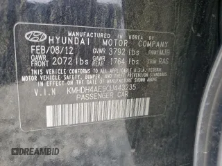 2012 Hyundai Elantra GLS z VIN KMHDH4AE9CU443235, wystawiony jako Copart lot #56295875 z przebiegiem 129 493 mil mil oraz Szkoda całkowita • Salvage title. Historia ofert i sprzedaży dostępna na DreamBid. Obrazek 12.