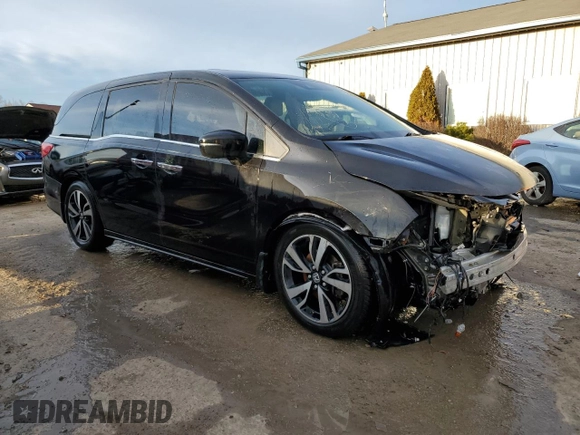 2019 Honda Odyssey Elite with VIN 5FNRL6H91KB052410, listed as a Copart auction lot 46517495 with 74,508 mi miles and Salvage Title. Bid and sale history available at DreamBid. Image 4.