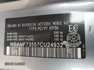 2007 BMW 5 Series 530xi with VIN WBANF73557CU24932, listed as a Copart auction lot 50828015 with Not Provided miles and Clean Title. Bid and sale history available at carsss.com. Image 13.