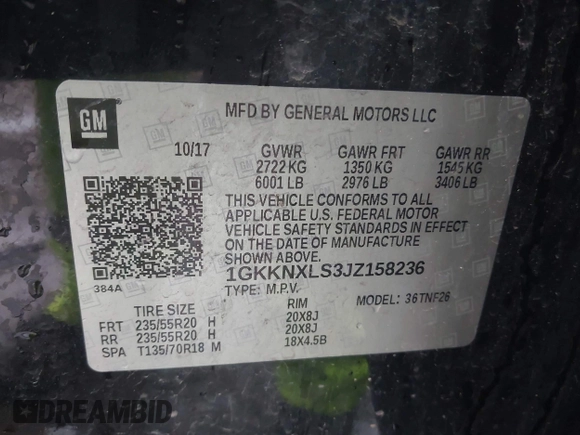 2018 GMC Acadia Denali z VIN 1GKKNXLS3JZ158236, wystawiony jako IAAI lot #42125053 z przebiegiem 58 000 mil mil oraz . Historia ofert i sprzedaży dostępna na DreamBid. Obrazek 9.