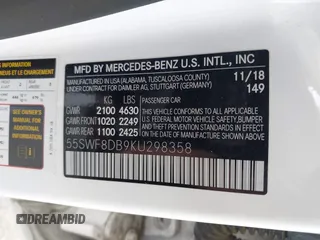 2019 Mercedes-Benz C 300 with VIN 55SWF8DB9KU298358, listed as a IAAI auction lot 42116694 with 73,705 mi miles and . Bid and sale history available at DreamBid. Image 9.