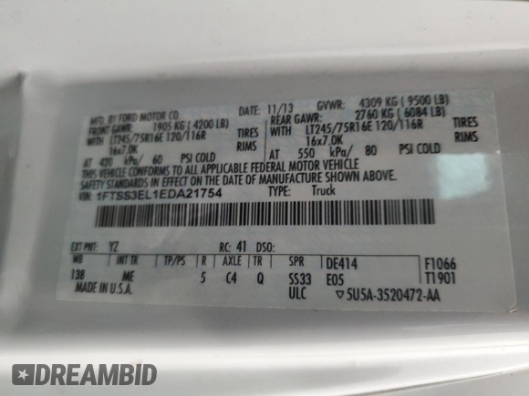 2014 Ford Econoline Cargo Commercial with VIN 1FTSS3EL1EDA21754, listed as a Copart auction lot 51676975 with 146,897 mi miles and Clean Title. Bid and sale history available at DreamBid. Image 13.