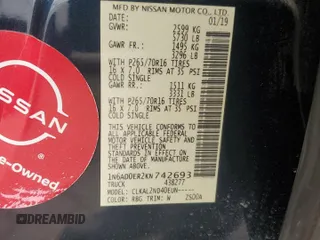 2019 Nissan Frontier SV z VIN 1N6AD0ER2KN742693, wystawiony jako Copart lot #54320465 z przebiegiem 57 328 mil mil oraz Szkoda całkowita • Salvage title. Historia ofert i sprzedaży dostępna na DreamBid. Obrazek 12.