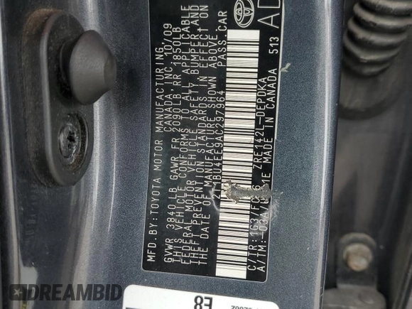 2010 Toyota Corolla with VIN 2T1BU4EE9AC297964, listed as a Copart auction lot 63624485 with 148,970 mi miles and Salvage title. Bid and sale history available at DreamBid. Image 12.