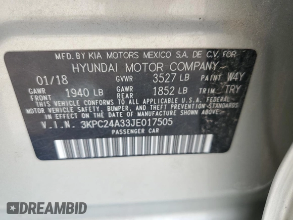 2018 Hyundai Accent SE with VIN 3KPC24A33JE017505, listed as a Copart auction lot 53810625 with 106,679 mi miles and Salvage Title. Bid and sale history available at carsss.com. Image 12.