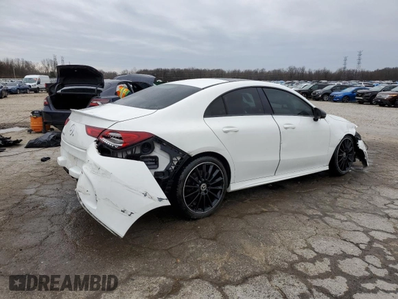 2020 Mercedes-Benz CLA 250 with VIN WDD5J4GB0LN035801, listed as a Copart auction lot 44207555 with 78,857 mi miles and Salvage Title. Bid and sale history available at DreamBid. Image 3.