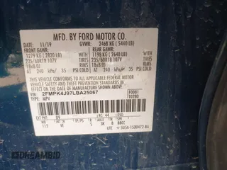 2020 Ford Edge SEL with VIN 2FMPK4J97LBA25067, listed as a IAAI auction lot 41824744 with 100,232 mi miles. Bid and sale history available at carsss.com. Image 9.
