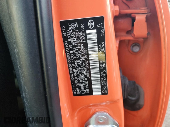 2013 Toyota Prius One with VIN JTDKDTB38D1040283, listed as a Copart auction lot 48317715 with 100,695 mi miles and Clean Title. Bid and sale history available at carsss.com. Image 13.
