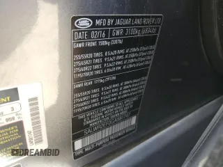 2016 Land Rover Range Rover Sport Dynamic with VIN SALWR2EF0GA581747, listed as a Copart auction lot 52341275 with Not Provided miles and Salvage Title. Bid and sale history available at DreamBid. Image 14.