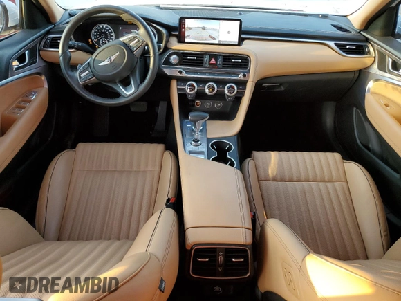 2022 Genesis G70 3.3T with VIN KMTG54TE0NU082165, listed as a Copart auction lot 68529454 with 33,500 mi miles and Salvage Title. Bid and sale history available at carsss.com. Image 8.