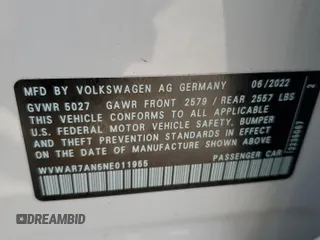 2022 Volkswagen Arteon SEL R-Line z VIN WVWAR7AN5NE011955, wystawiony jako Copart lot #39277083 z przebiegiem 2808 mil mil oraz . Historia ofert i sprzedaży dostępna na DreamBid. Obrazek 13.