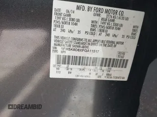 2015 Ford Explorer XLT with VIN 1FM5K8D8XFGA11517, listed as a IAAI auction lot 41723784 with 104,984 mi miles. Bid and sale history available at carsss.com. Image 9.