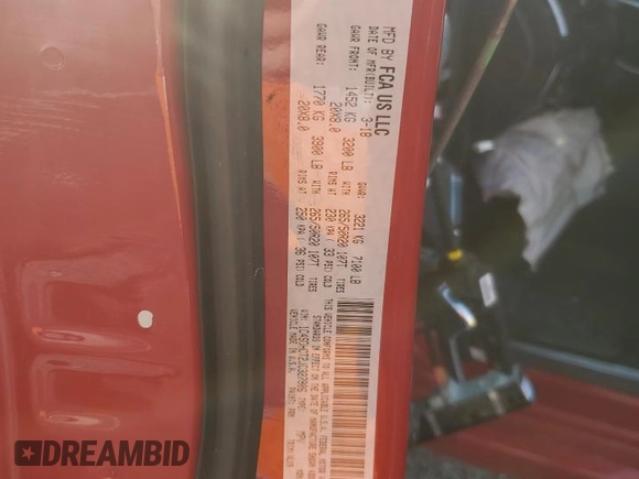 2018 Dodge Durango R/T with VIN 1C4SDHCT2JC327906, listed as a Copart auction lot 48379505 with 61,126 mi miles and Salvage title. Bid and sale history available at DreamBid. Image 14.