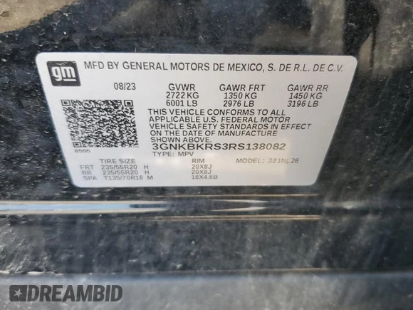 2024 Chevrolet Blazer RS with VIN 3GNKBKRS3RS138082, listed as a Copart auction lot 62945315 with 25,459 mi miles and Salvage title. Bid and sale history available at DreamBid. Image 14.