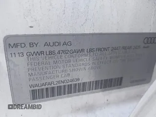 2014 Audi A4 Premium with VIN WAUAFAFL2EN024639, listed as a IAAI auction lot 41444440 with 149,547 mi miles. Bid and sale history available at carsss.com. Image 9.