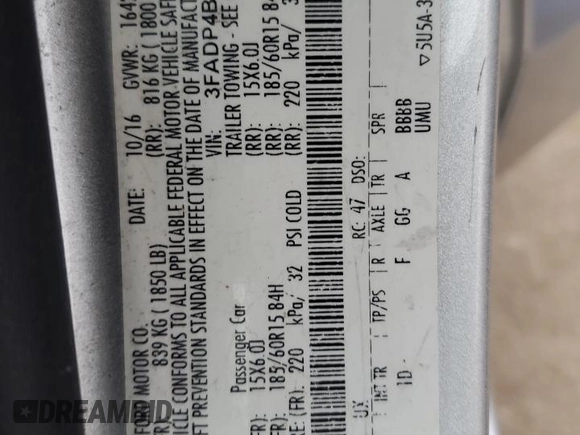 2016 Ford Fiesta SE z VIN 3FADP4BJ4GM203626, wystawiony jako Copart lot #54674475 z przebiegiem 127 194 mil mil oraz Szkoda całkowita • Salvage title. Historia ofert i sprzedaży dostępna na DreamBid. Obrazek 13.